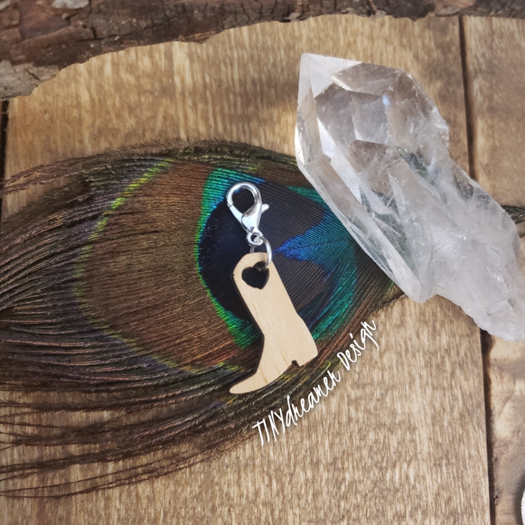 525 Wood Cowboy Boot Heart Charm For BraceletPlannerWalletCowgirlWestern 8$